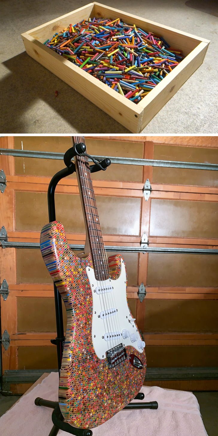 گیتا ساخته شده با 1200 مداد رنگی